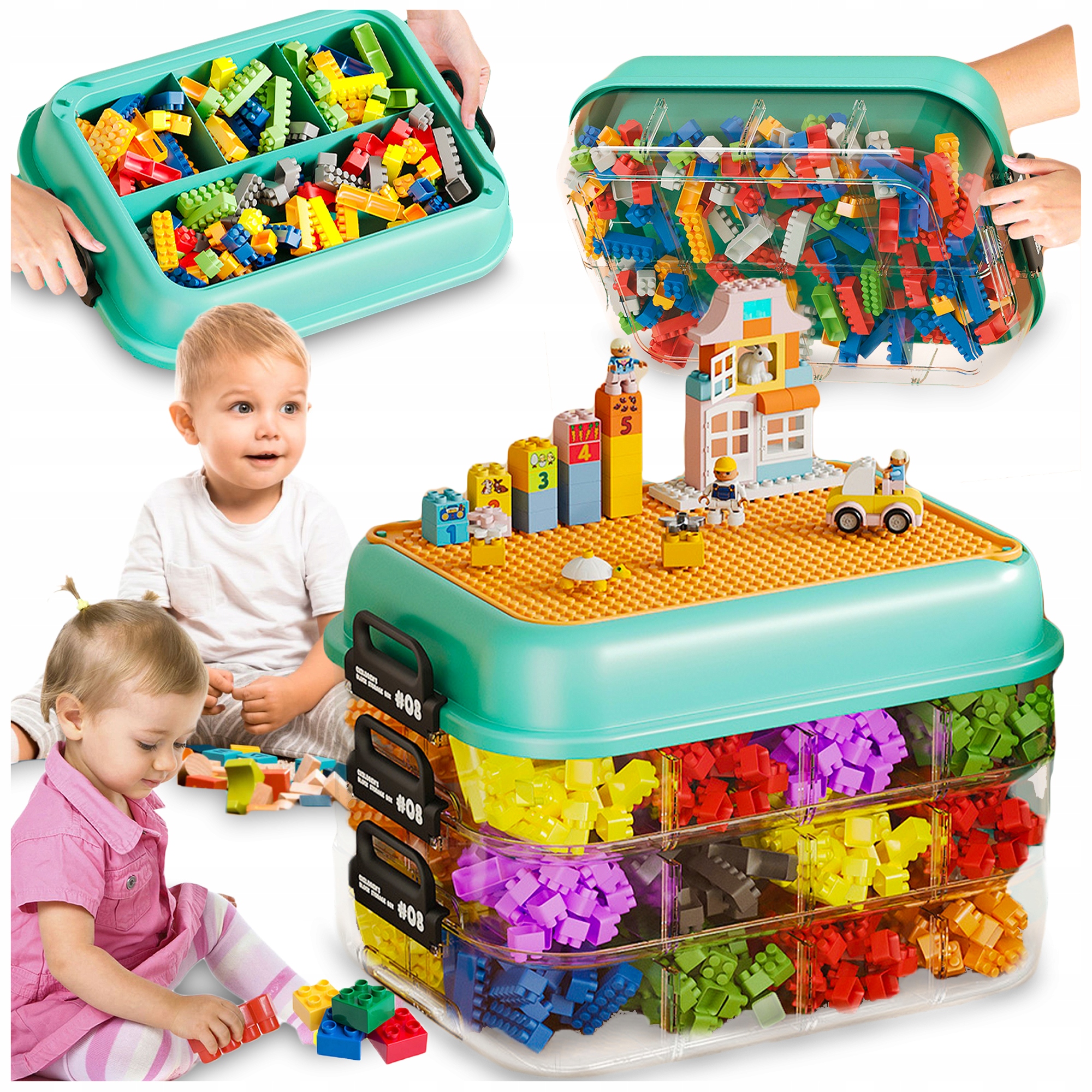 POJEMNIK NA KLOCKI LEGO Organizer Zabawki z Przegródkami 4