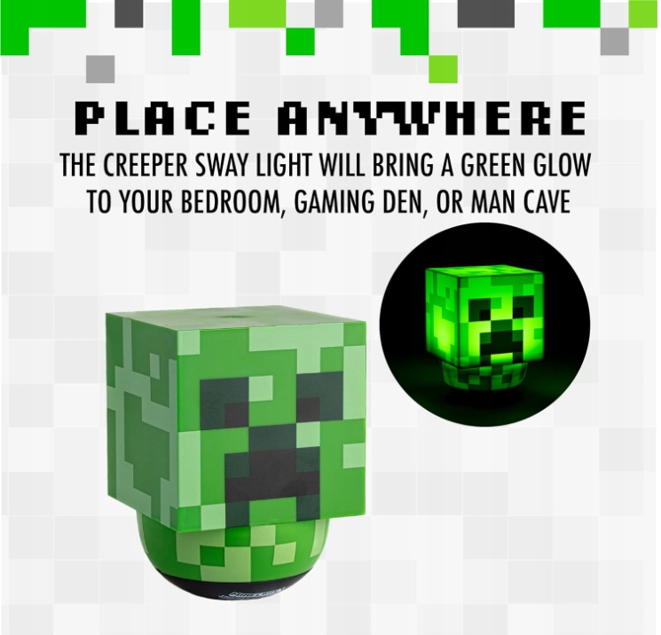 PALADONE Minecraft Creeper Kołysząca się lampka Wysokość produktu 15 cm