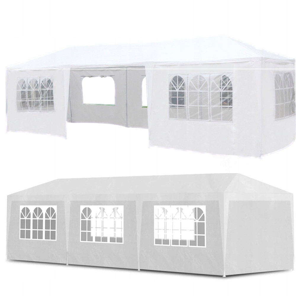 Záhradný Pavilón Cateringový Párty Stan Biely 3x9 m 8 Stien