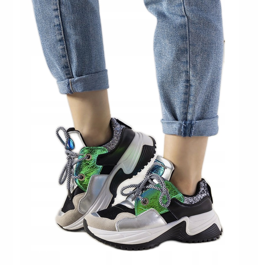 

Czarne Srebrny Skóra ekologiczna Buty r.39