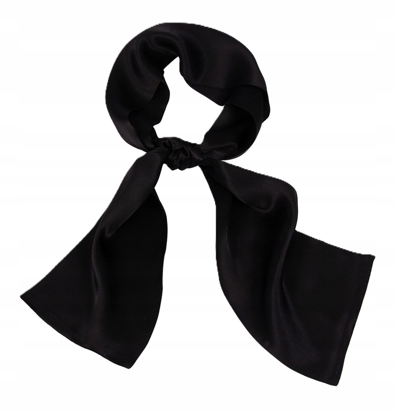 Šála Kravata Černá Úzká šála z dvojitého hedvábí 16 x 145 cm