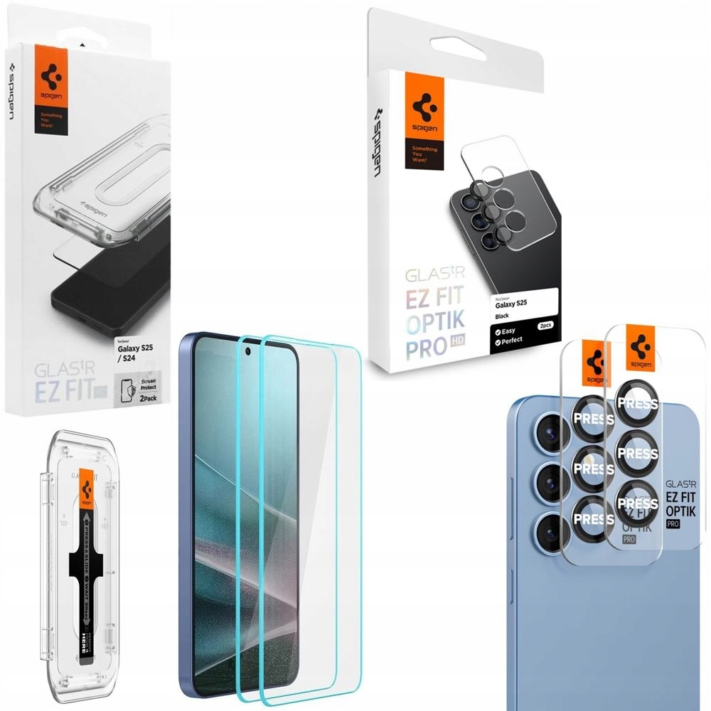 Set Spigen Ez Fit Tvrzené Sklo Rychlý Kryt fotoaparátu pro Galaxy S25