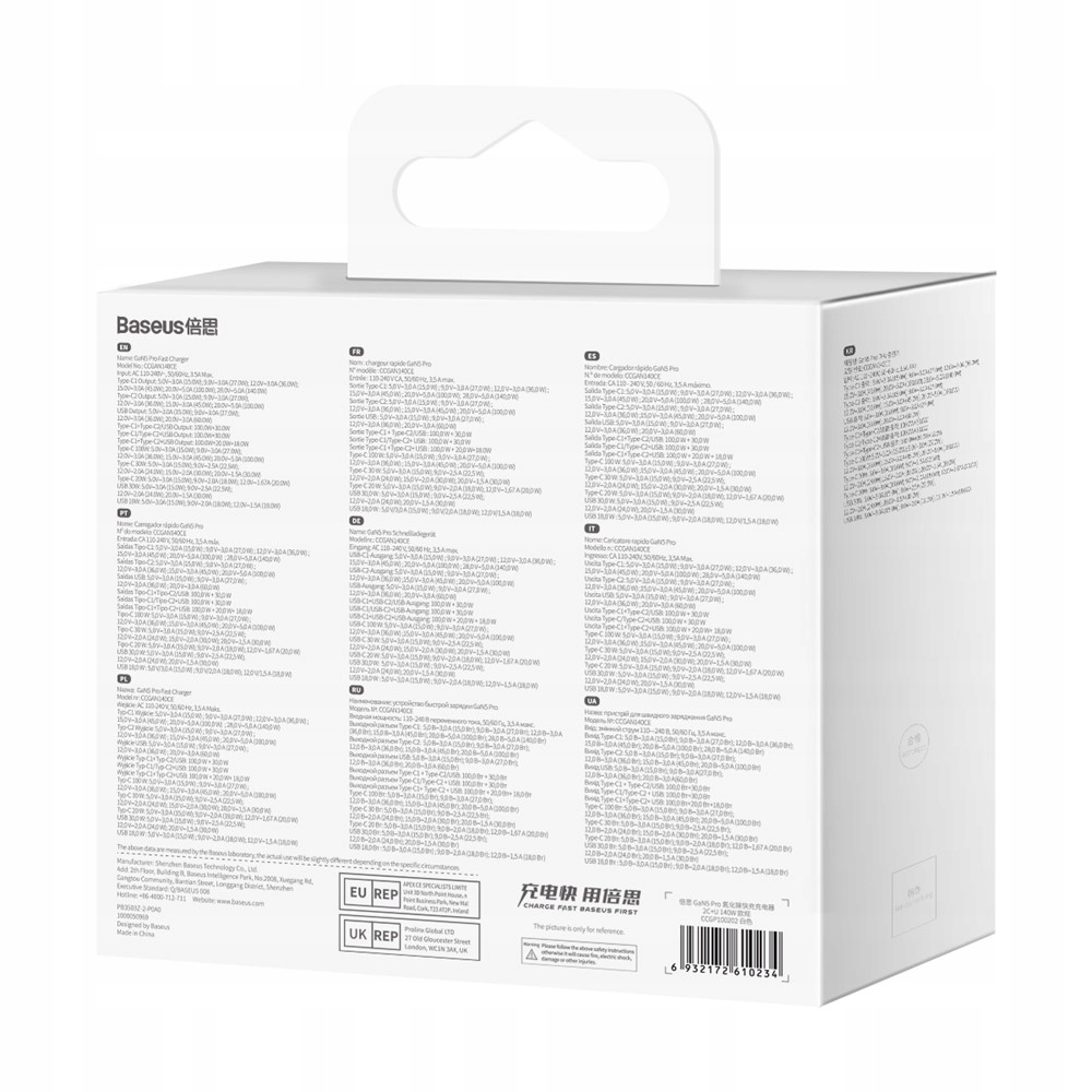 Baseus nabíjačka GaN5 Pro Pd 140W 2x Usb-c 1x Usb biela