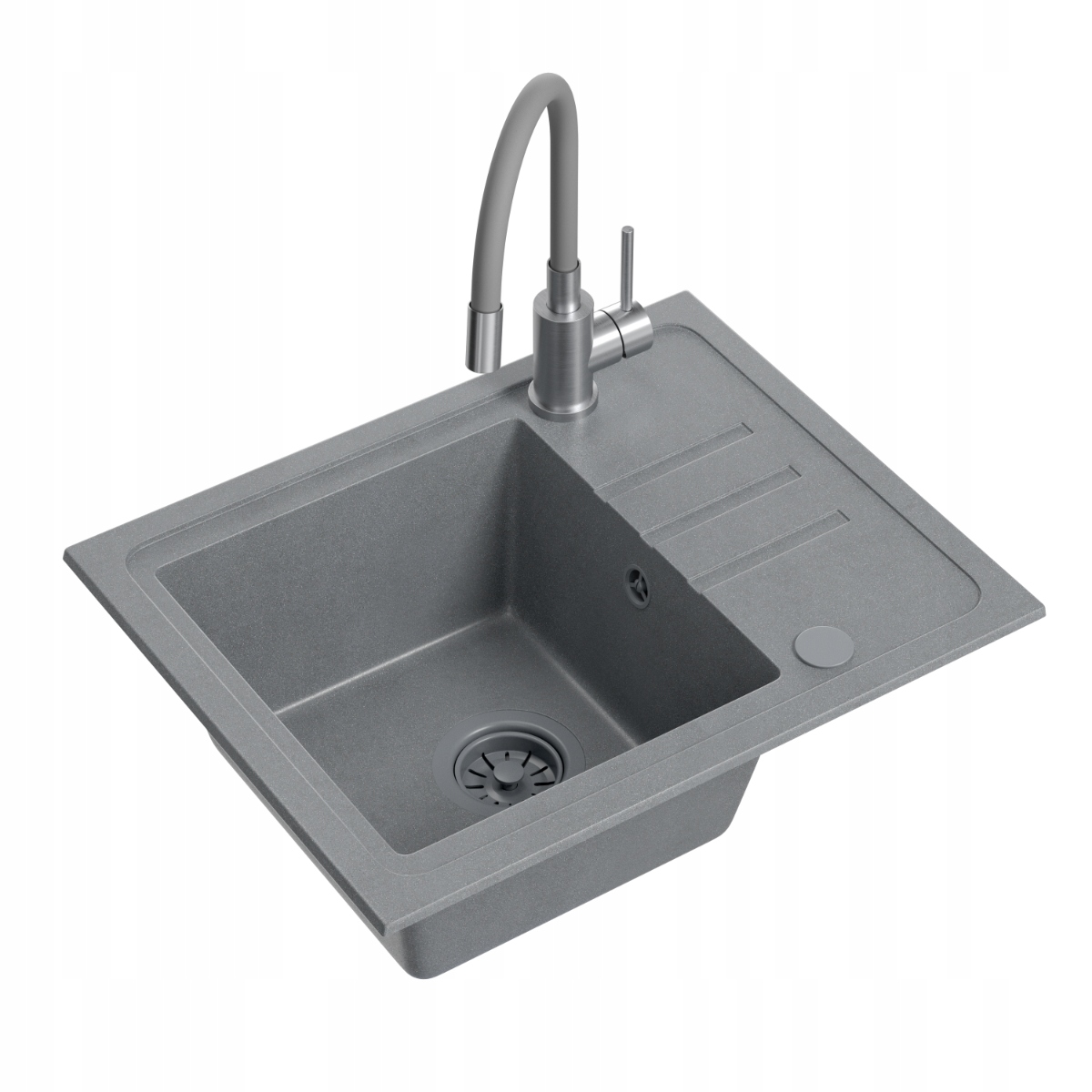 Quadron Ben 116 Granitový drez Batéria 1 Komora 55x44 cm Šedá/Sivá