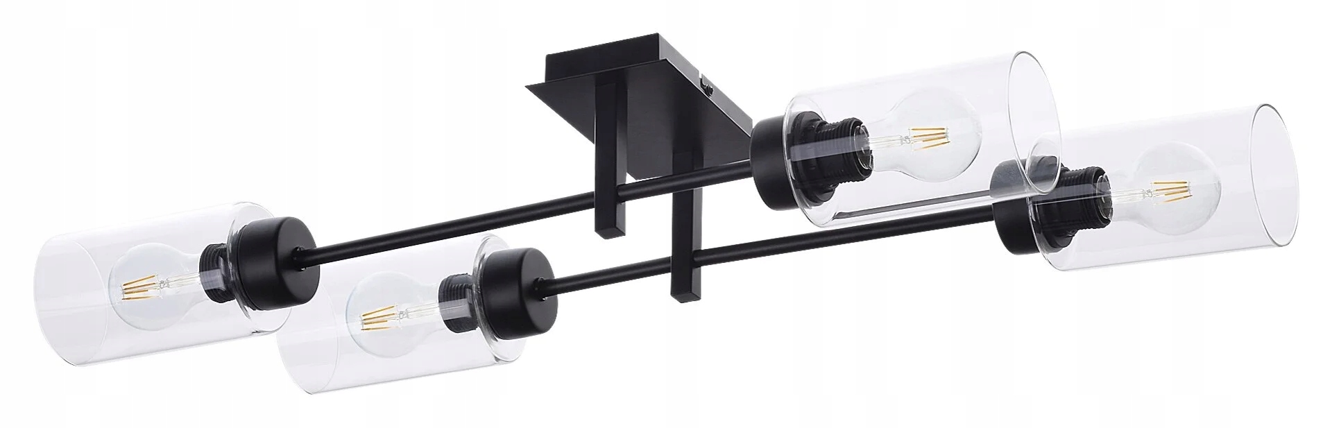 Moderná stropná lampa čierna, sklenené tienidlá 4 bodové, podlhovasté 82 cm Rabalux