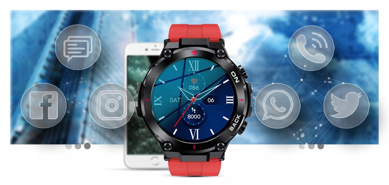 Smartwatch Gravity GT8-5 Czujniki krokomierz pulsometr