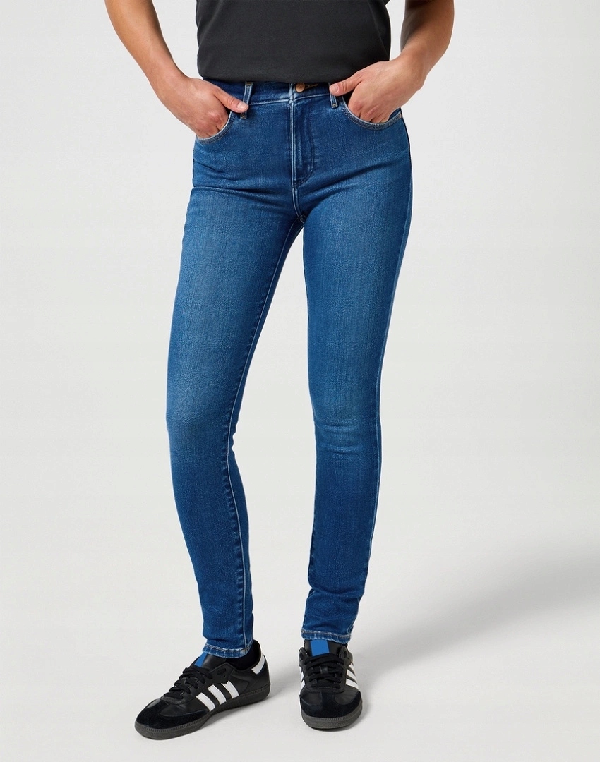 Dámské úzké nohavice džíny Wrangler High Skinny Azure Sky 112355898 27/32