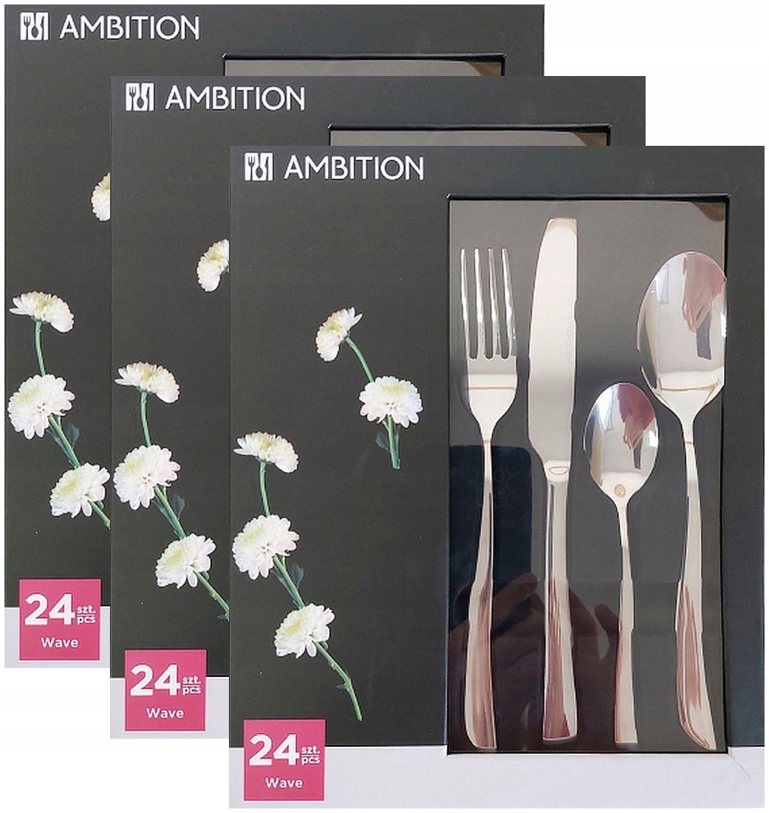 

Ambition 72 Sztućce Wave Modern Kpl Zestaw 18 Osób