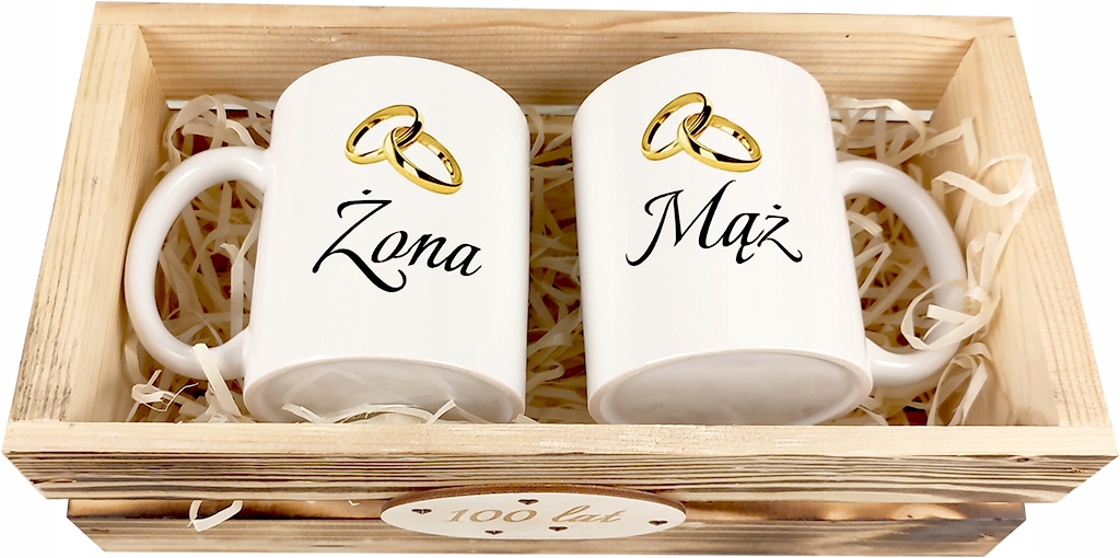 

Ślubny Zestaw Kubki Skrzynka Mąż Żona Ślub