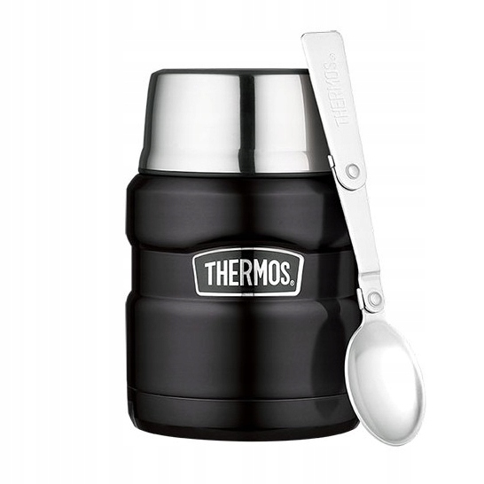 Thermos Termos obiadowy z łyżką, 7-9h, 470 ml czarny mat