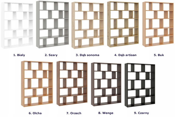 REGAŁ WISZĄCY OTWARTY WYSOKI NA KSIĄŻKI DO SALONU Kolekcja Elior