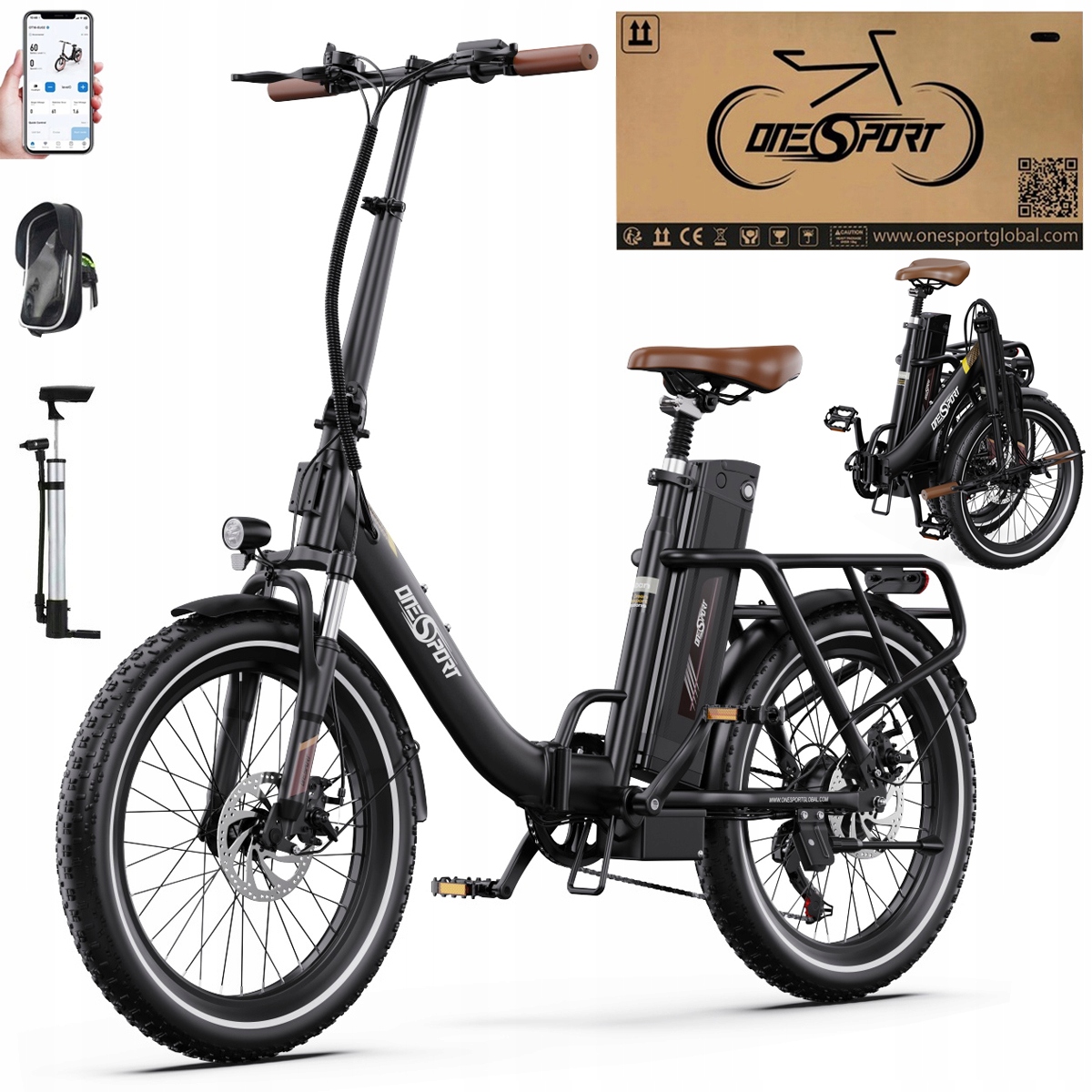 2026 Nowy Składany Rower elektryczny Onesport OT16-2 250W 48V17Ah120km 20"