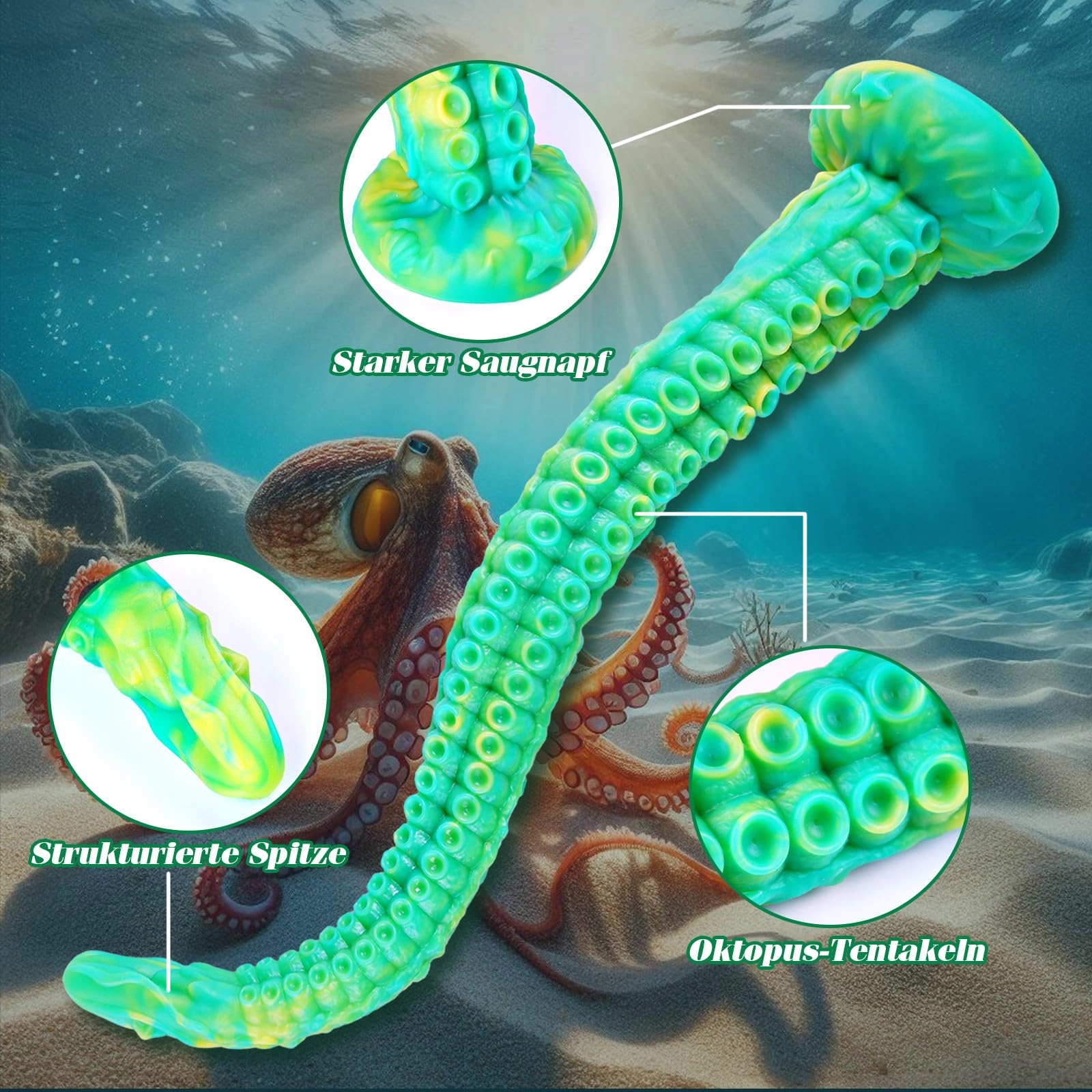 TENTACLE Dildo Silikonowy 35 cm Z Przyssawką Do Masażu Prostaty I Analu — miniatura 3