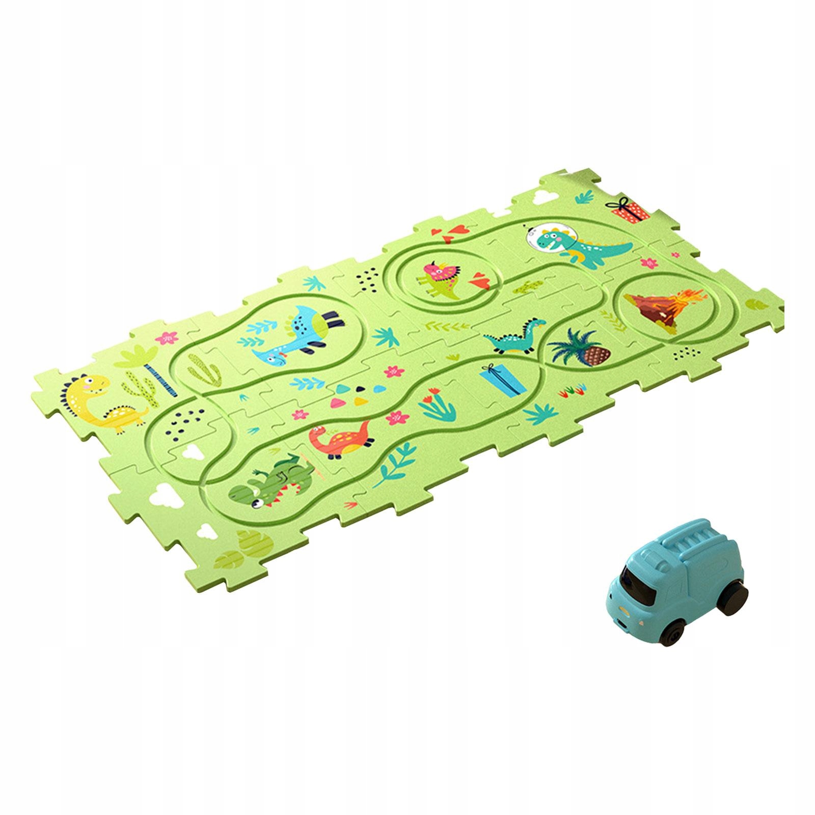 Puzzle Track Car Paly Zestaw z pojazdami Puzzle Dinosaur Hand Eye 8