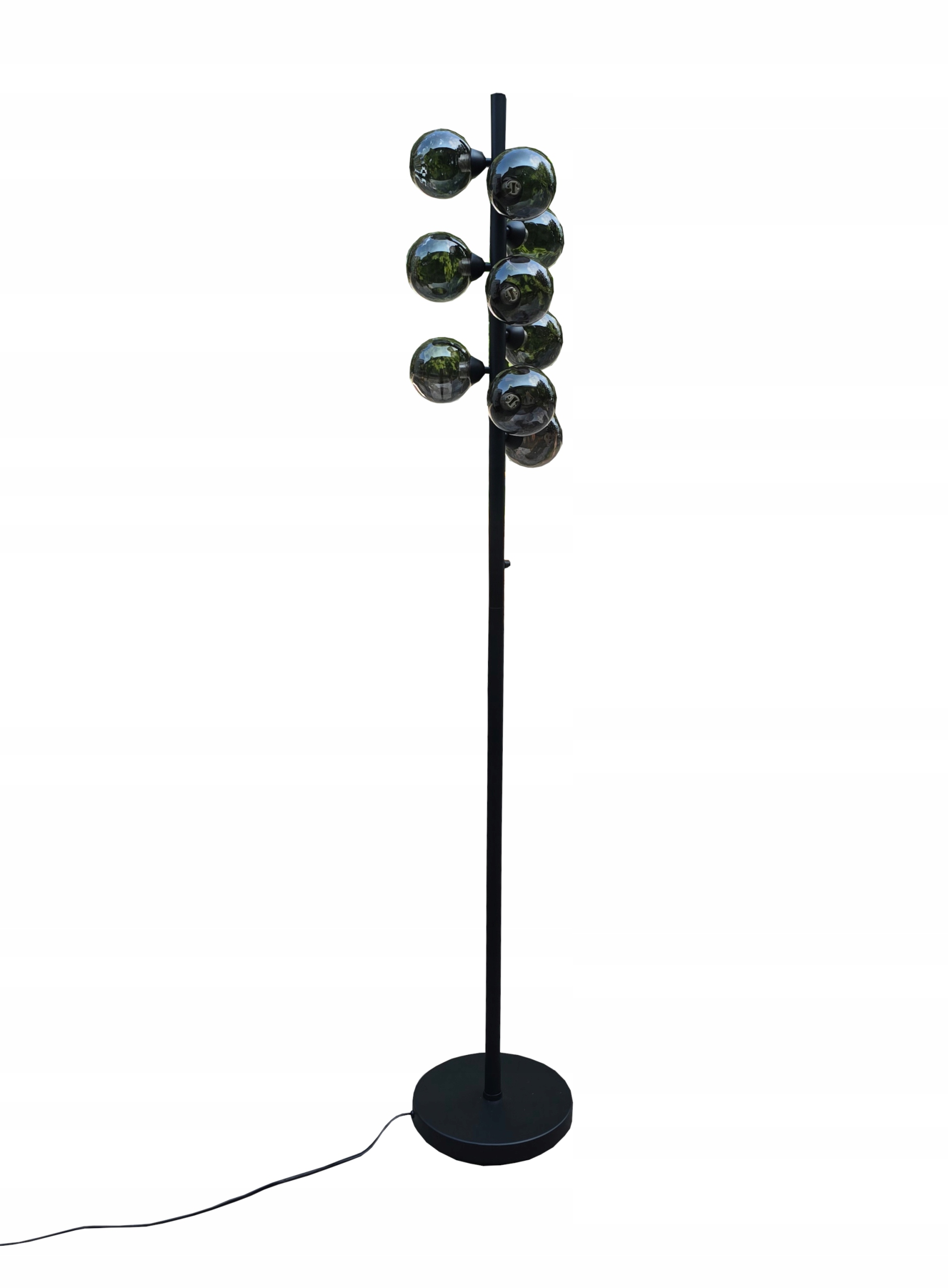 Čierna stojaca lampa 157 cm 9 žiaroviek stmievateľná