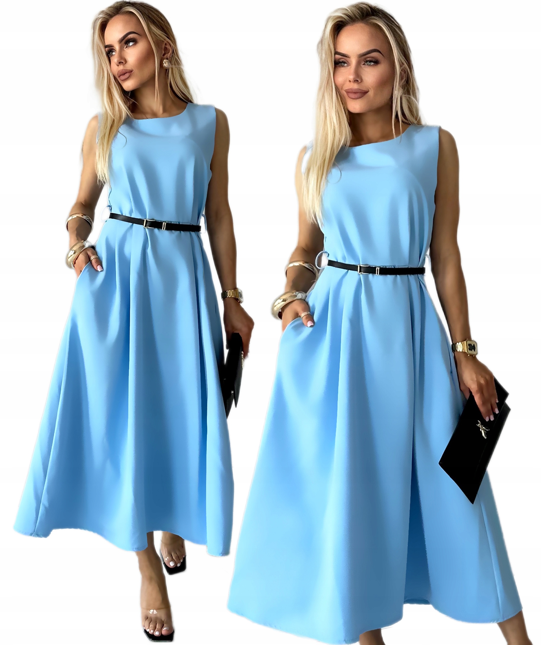 Elegantní Šaty s rozšířenými kapsami a pásek Dolores