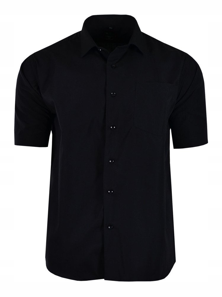 Koszula Gładka Czarna Krótki Rękaw 46/47