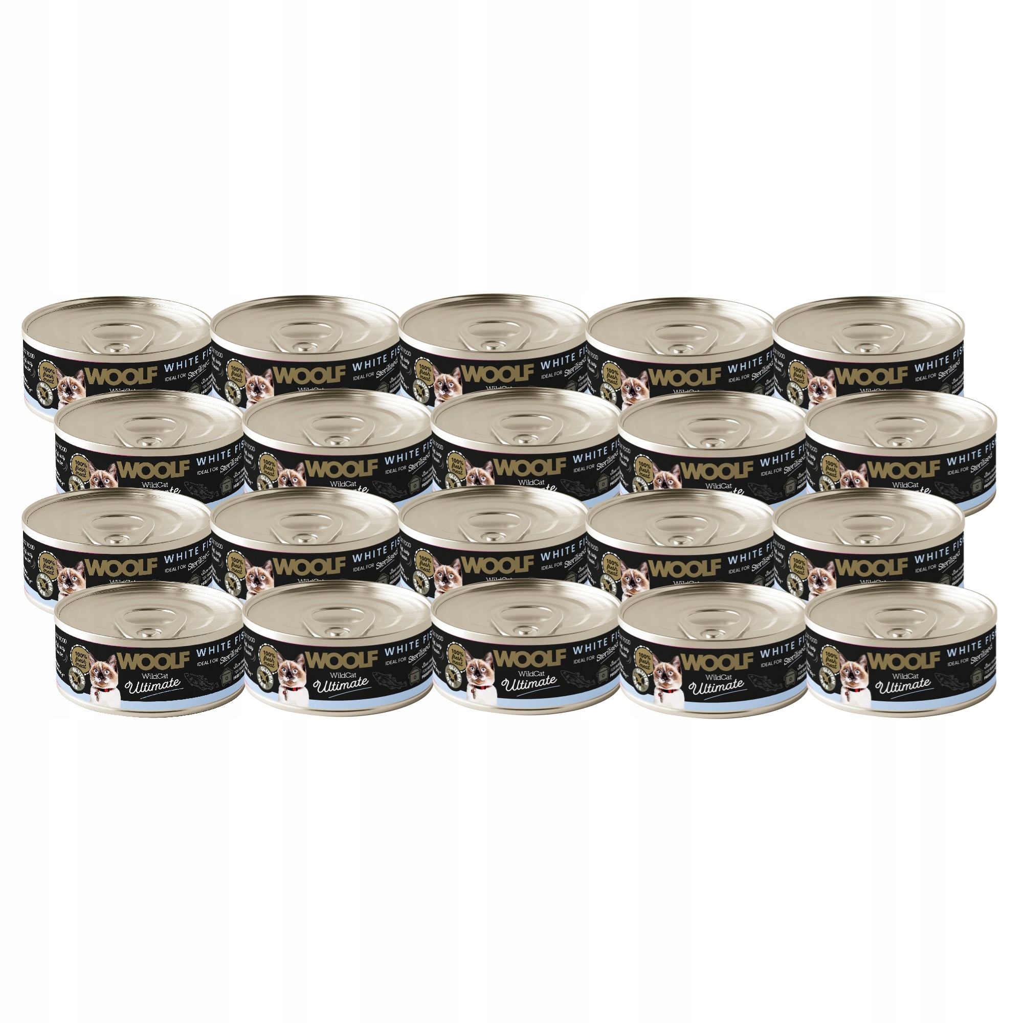 Levně Woolf Wild Cat Ultimate Can Sterilized Fish Krmivo krmivo pro kočky Ryba 20 kusů
