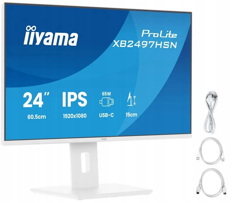 Bílý monitor iiyama ProLite XB2497HSN-W1 24" Ips Led, 1ms, 100Hz /hdmi, Dp/