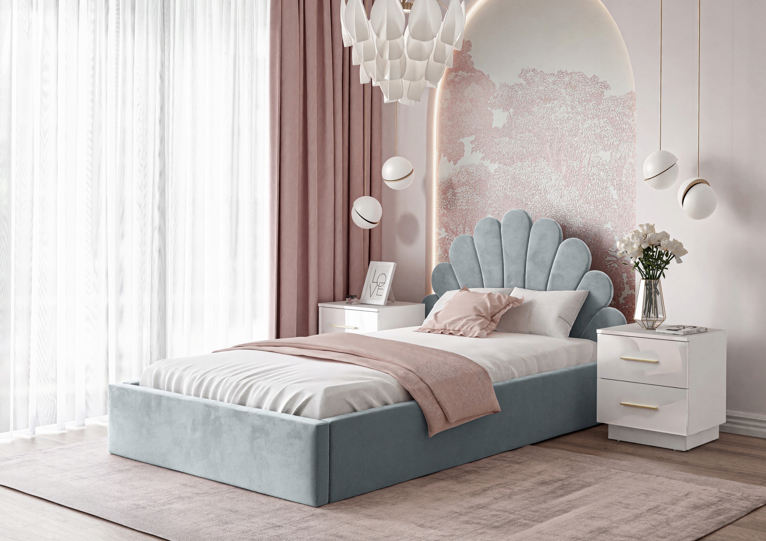 Łóżko tapicerowane ASHLEY z pojemnikiem 120x200 cm Kod producenta ASHLEY