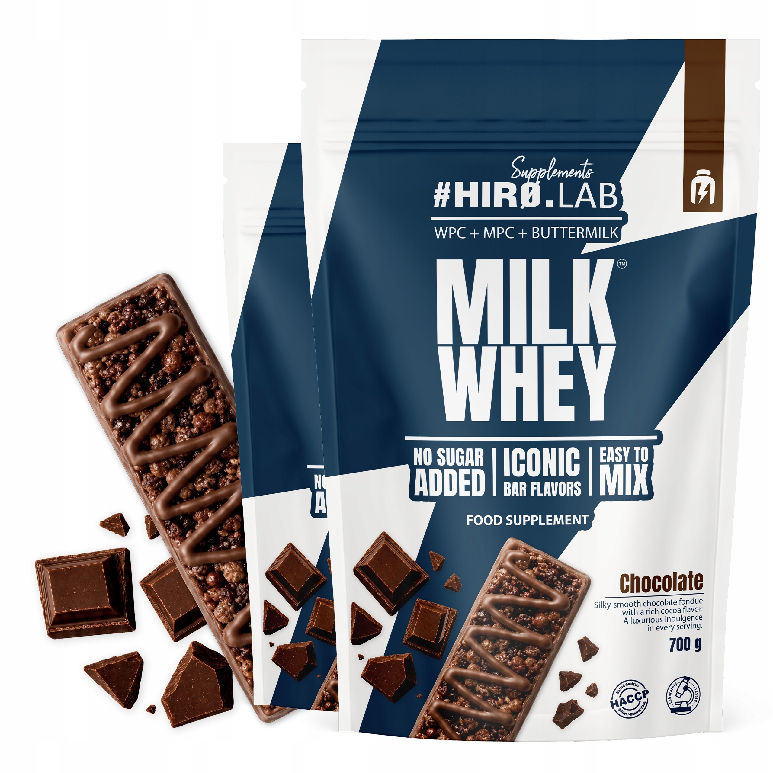 2x Protein Proteinová bílkovina Wpc 80 Mpc Milk Whey 700 g Čokoláda Hiro