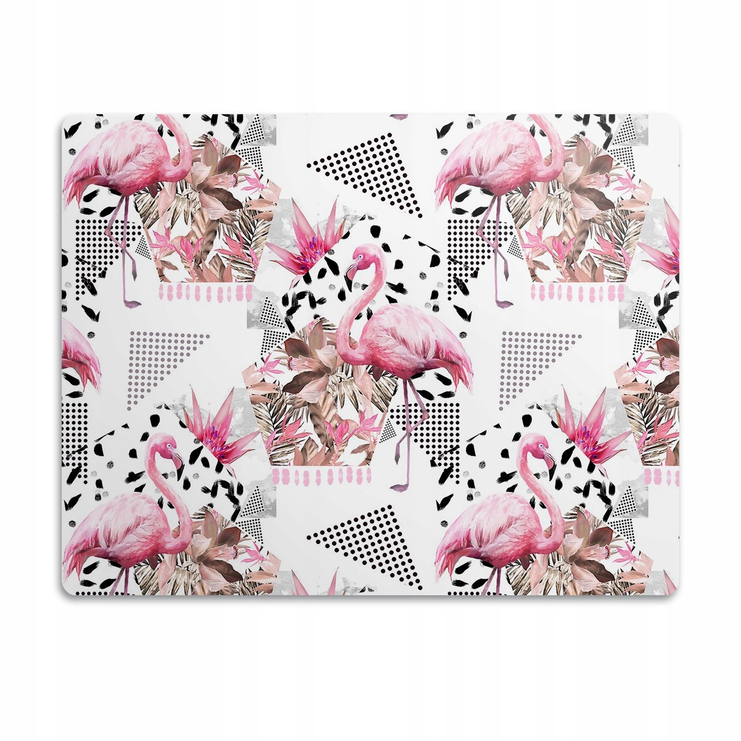 Ochranná podložka pod misku Plameňáci a trojúhelníky 60x40