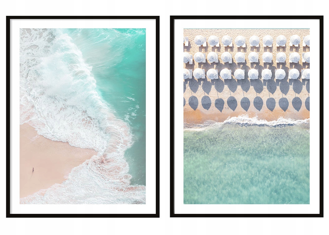 Obraz Plakáty V Rámu 53x73 cm Diptych Sada 2 obrazů Pláž Moře P2086