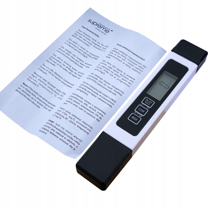 Miernik TDS, EC, TEMP, FUNKCJA HOLD, SUPREME Marka Supreme