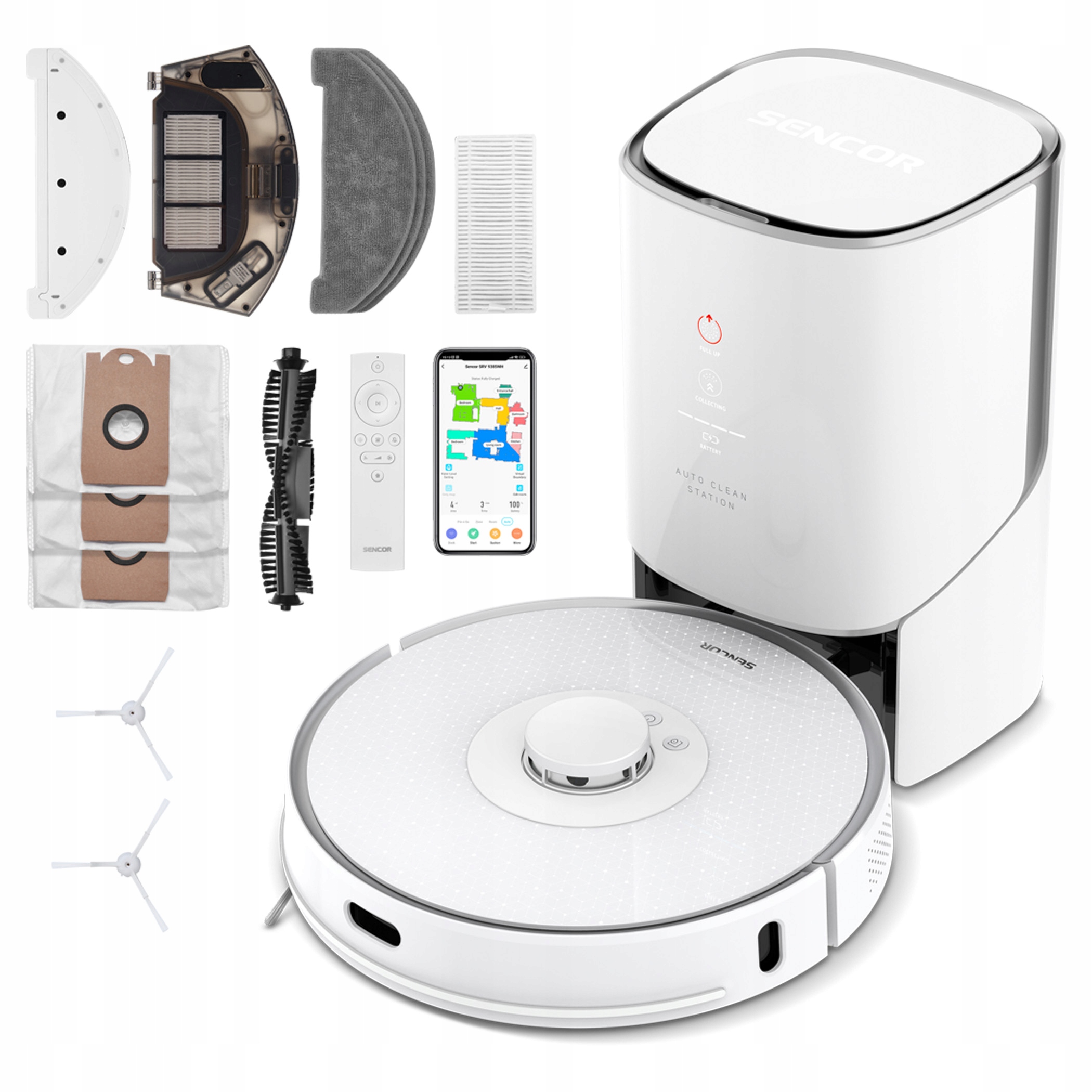 Robotický vysavač 2v1 Sencor Srv 9385WH bílý