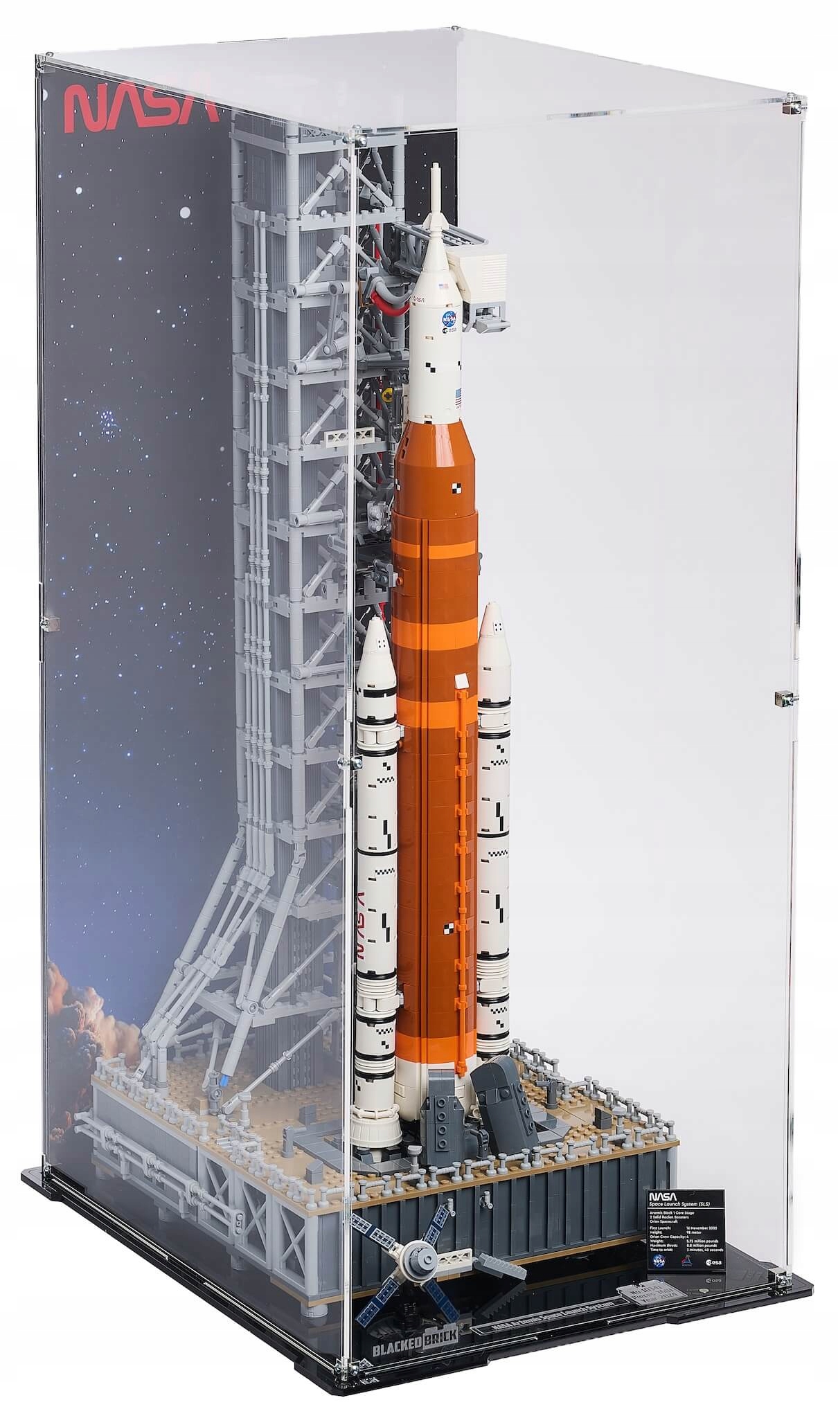 Vitrína s pozadím Blacked Brick pre Lego 10341 Icons Raketa Sls Nasa Artemis