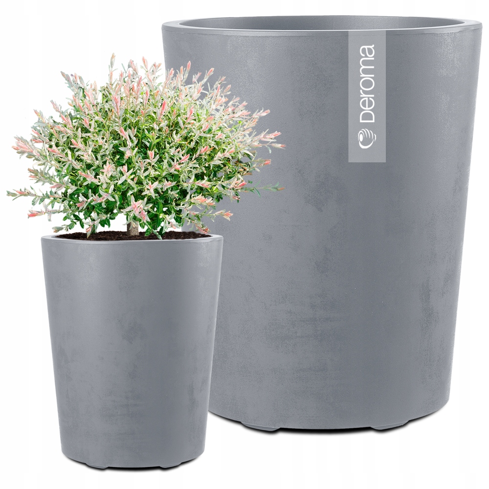 Donica Doniczka Okrągła Deroma Efekt Betonu 43,5CM Millennium Szara
