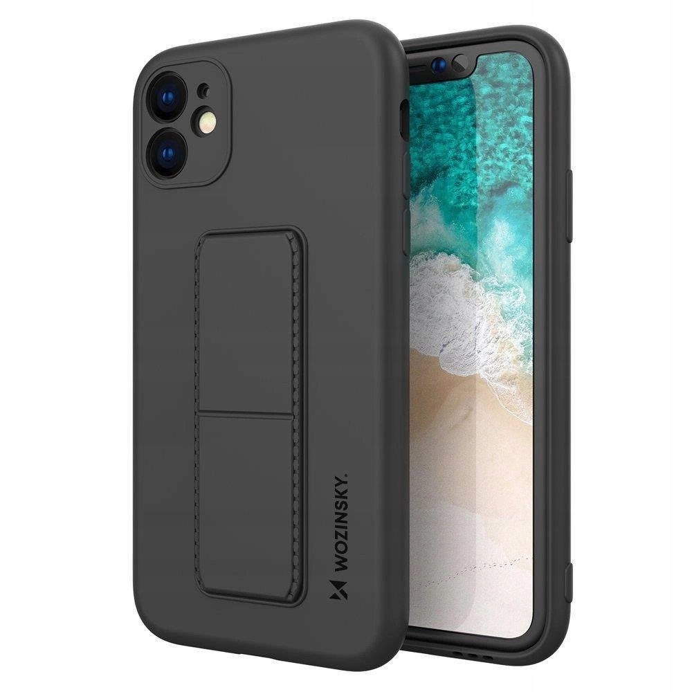 Wozinsky Kickstand Case silikonowe etui z podstawką iPhone 12 Pro Max czarn