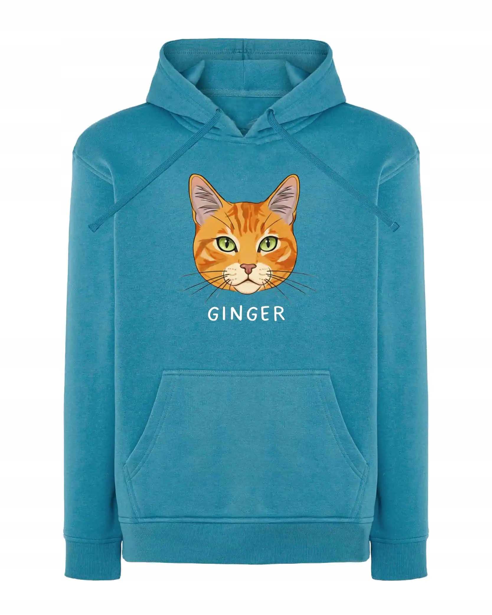 Mikina s kapucí Střešní taška Rudy Žebrovaná Personalizovaná Kočka modrá M