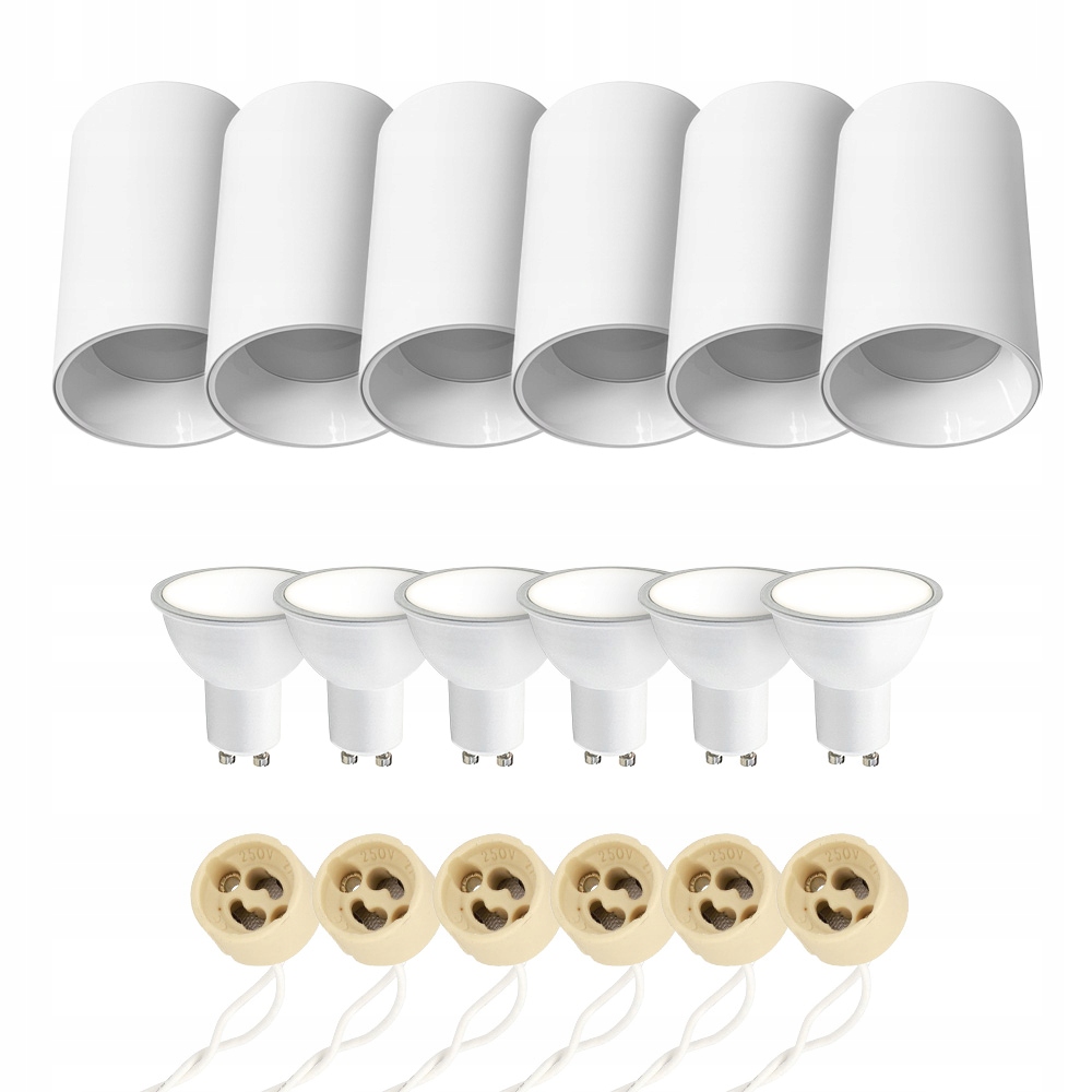 6x Horoz Stropné nástenné svietidlo Tuba Salsa-l GU10 Biela GU10 6W 4200K