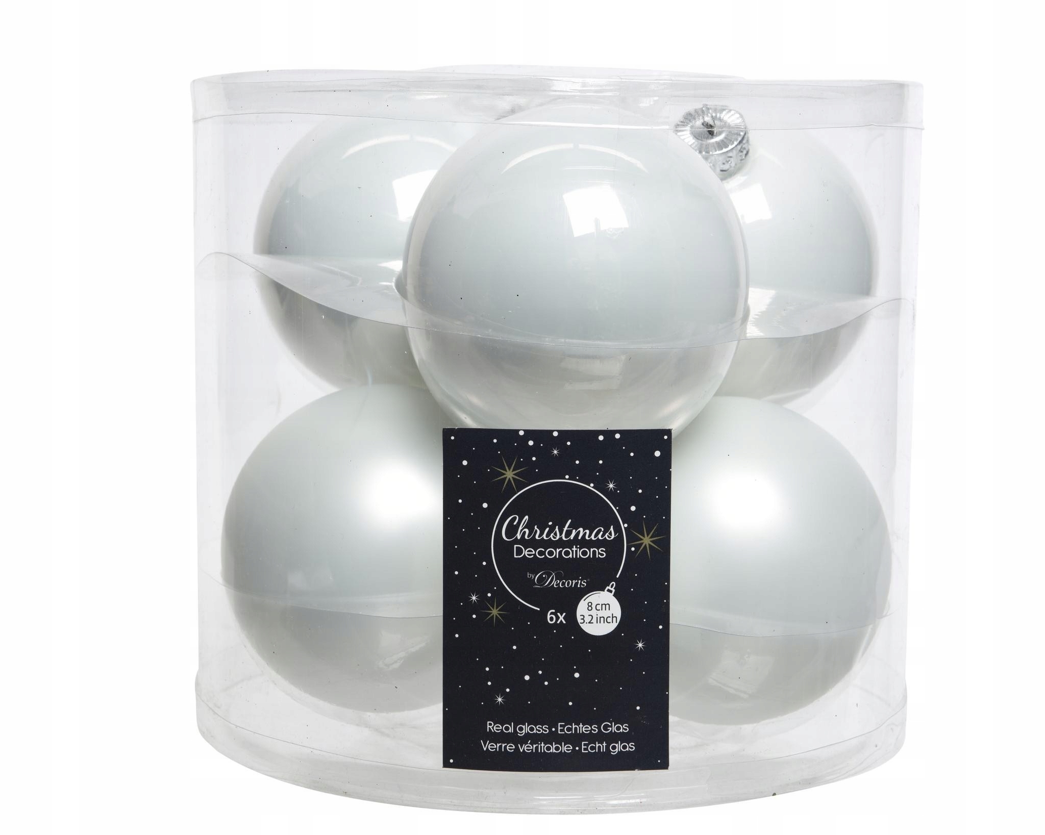 

Bombki szklane 8cm 6x na choinkę połysk mat Białe