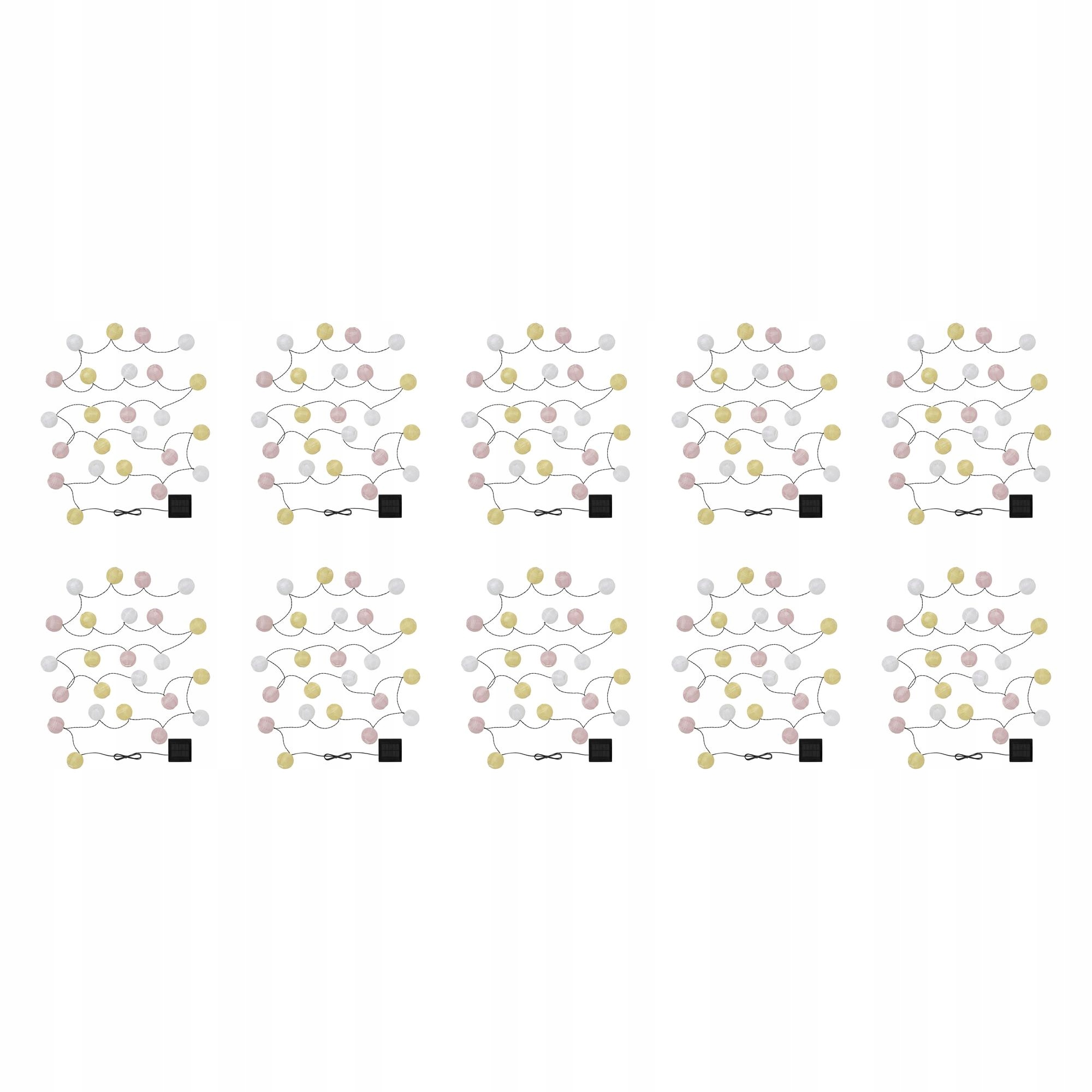 10 ks Led girlanda 24 lamp koule žluto růžová solární Solvinden