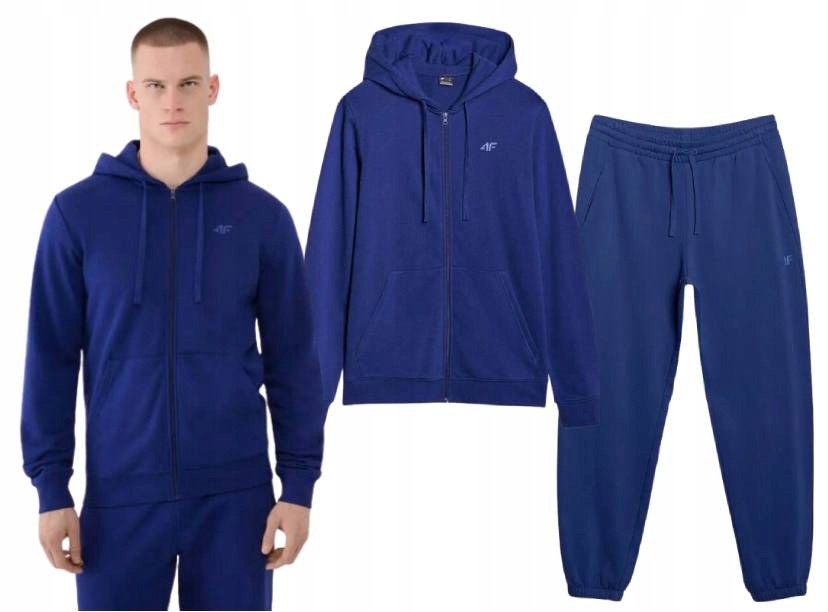 Teplákovka pánský 4F mikina na zip a jogger kalhoty 2 balení tmavě modrá XL