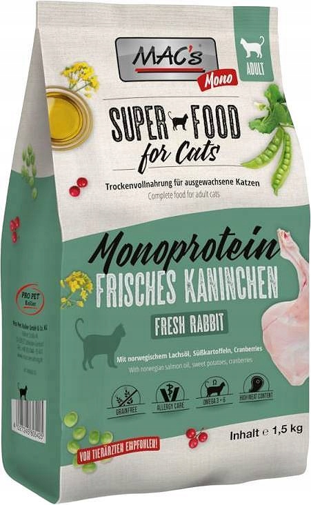 Mac's Cat Monoprotein Adult Rabbit Karma sucha z królikiem dla kota 1.5kg