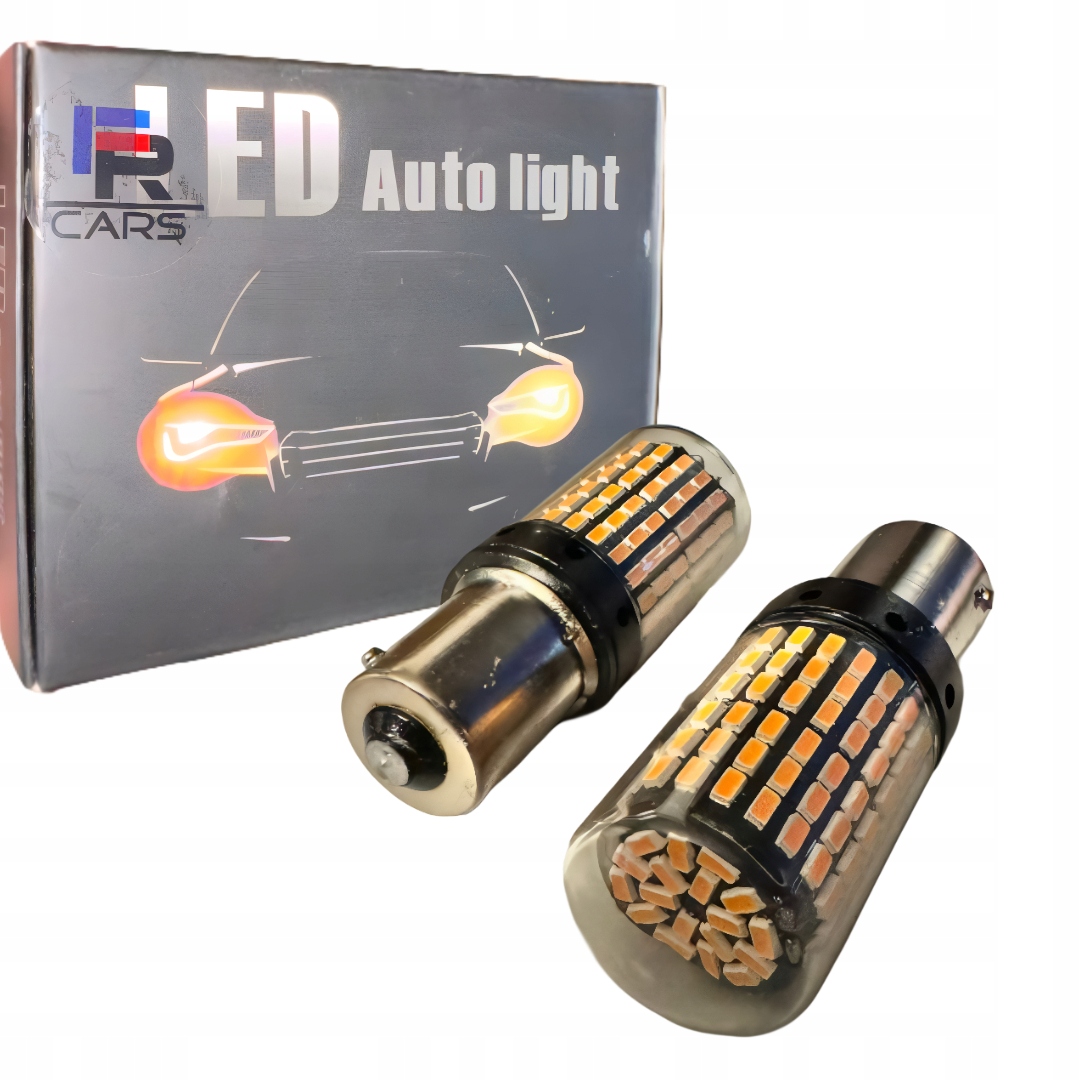 Led žárovka P21W 144 smd 4014 BA15S canbus oranžová komplet