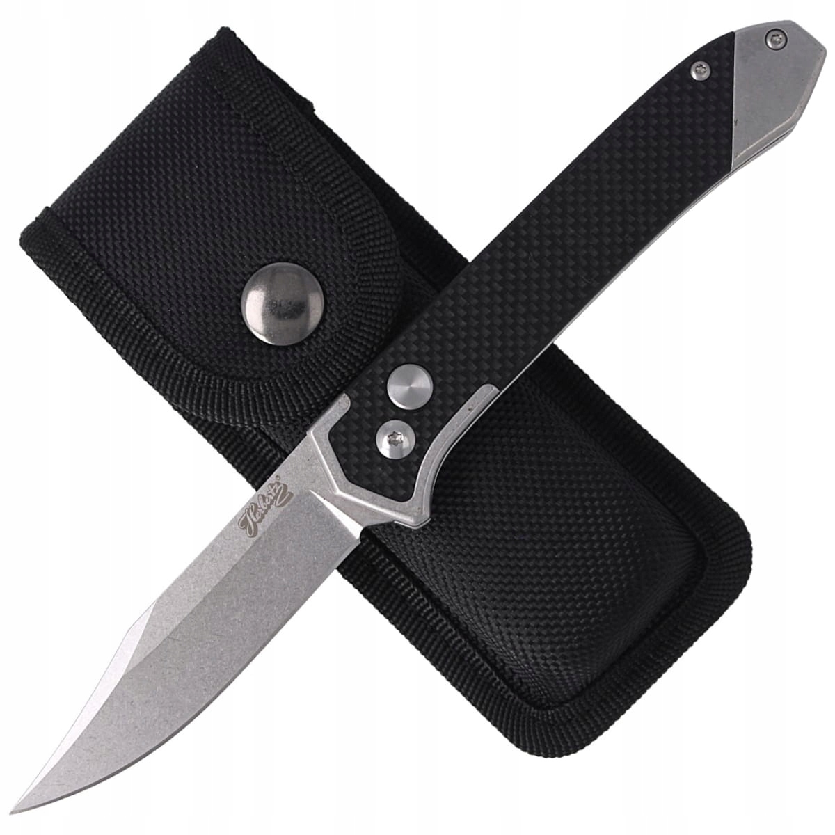 Nóż automatyczny Herbertz Selektion Black G10/Steel, Stonewashed 440A