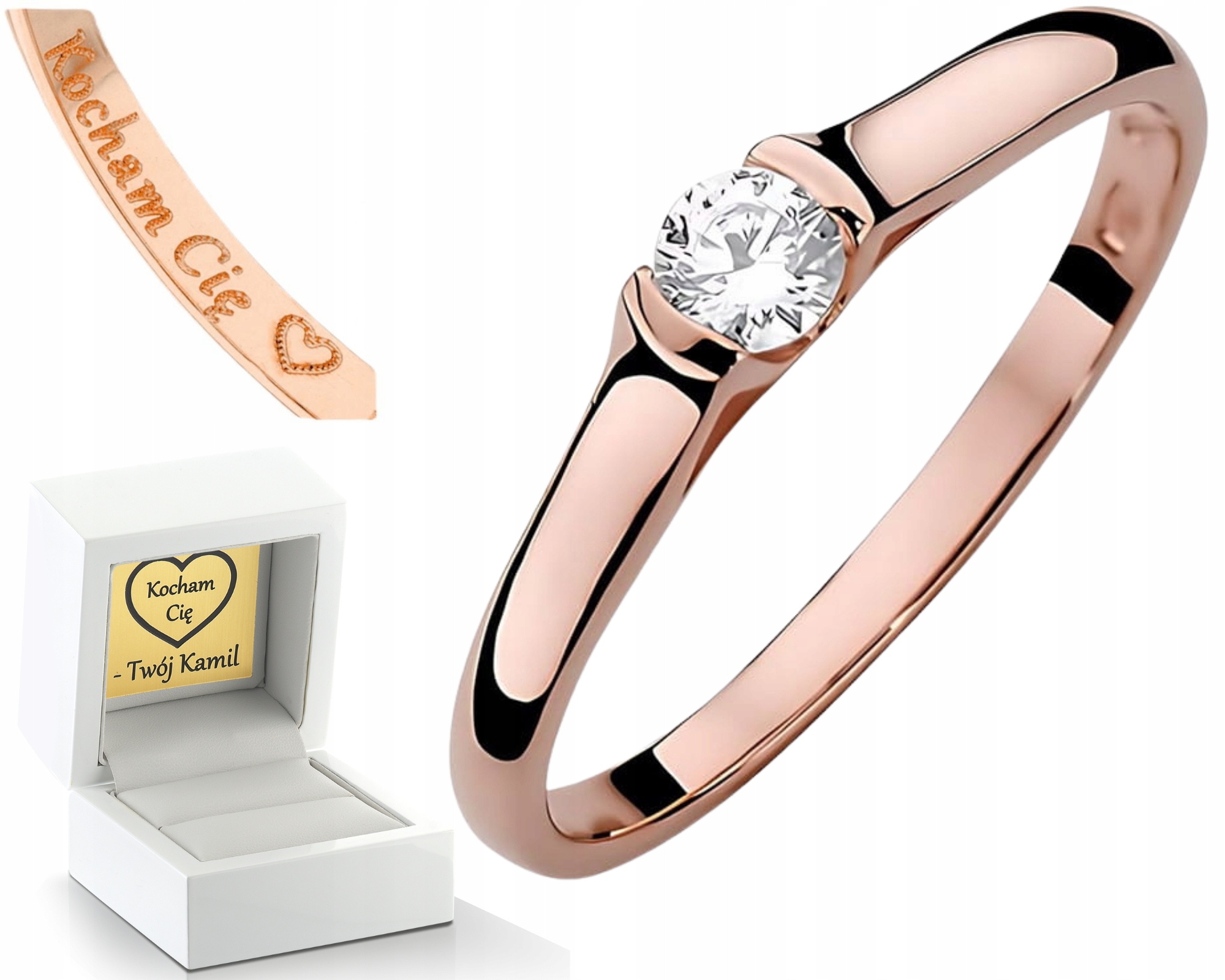 Růžové Zlato Prstýnek S Laboratorním Briliantem, Klasický Zásnubní Prsten