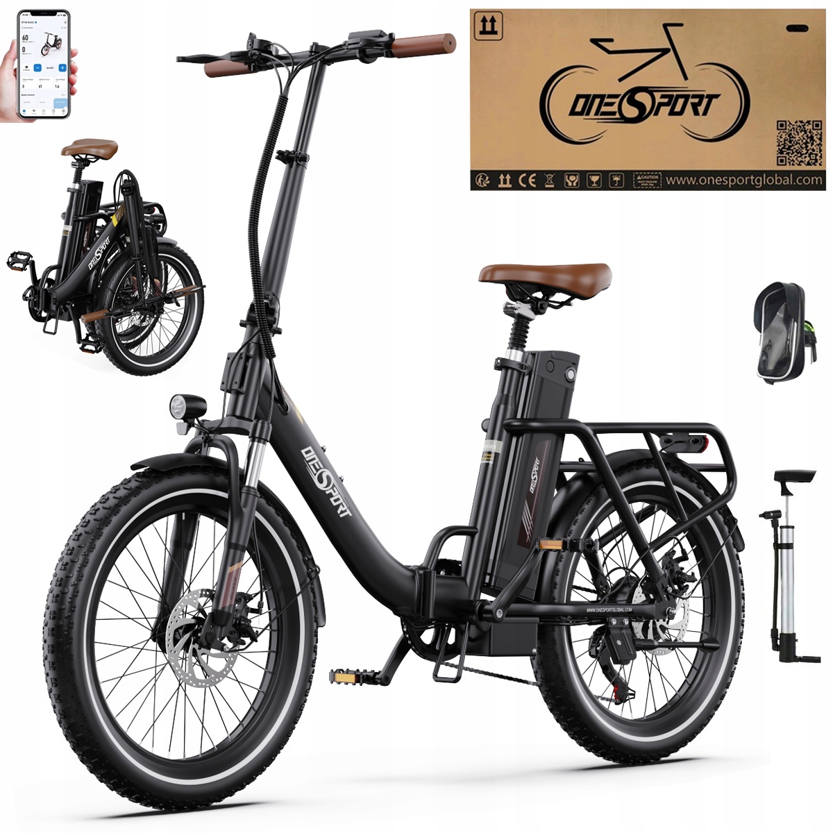 2026 Nowy Składany Rower elektryczny Onesport OT16-2 250W 48V17Ah120km 20"