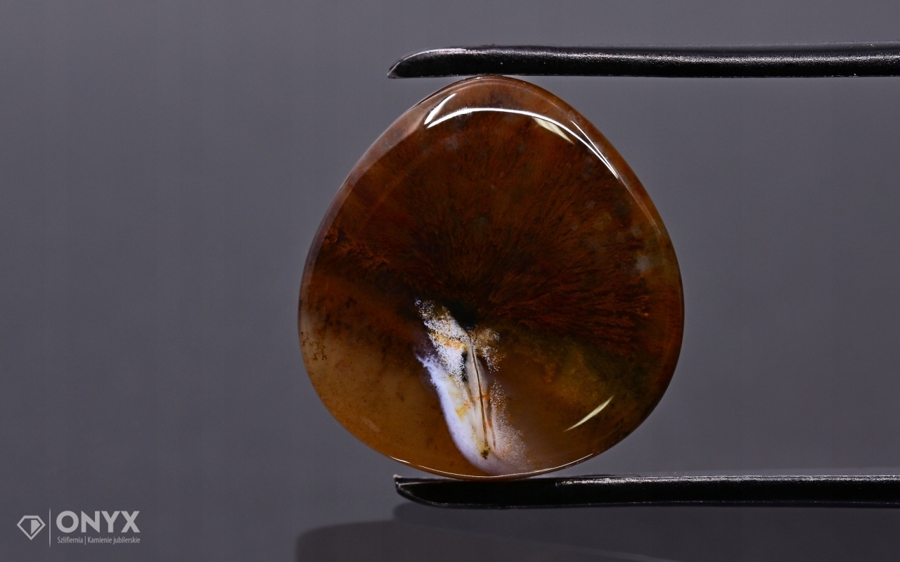 Dendritový achát z Kazachstánu mělký slzný 17,5x17