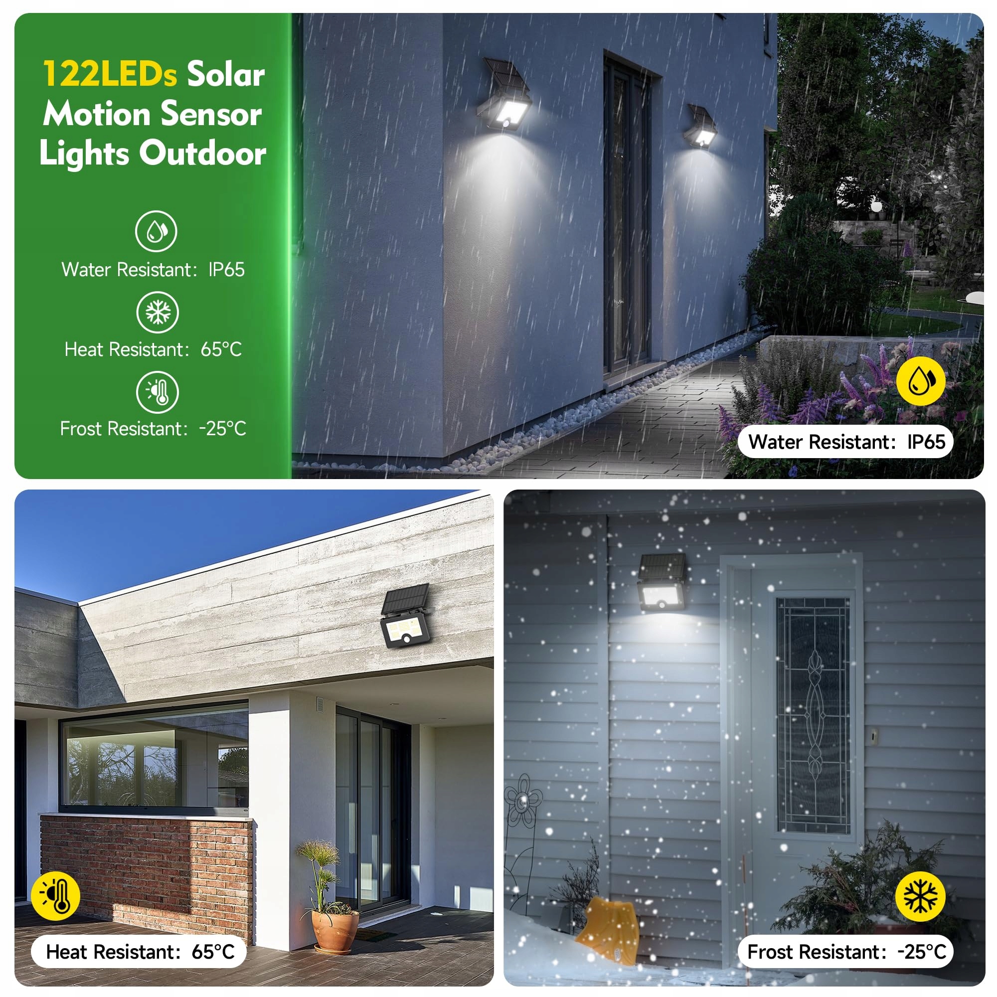 Lampa Solarna Z Czujnikiem Ruchu Ogrodowa Bezpieczna 122 LED IP65 OHAYORI — miniatura 2
