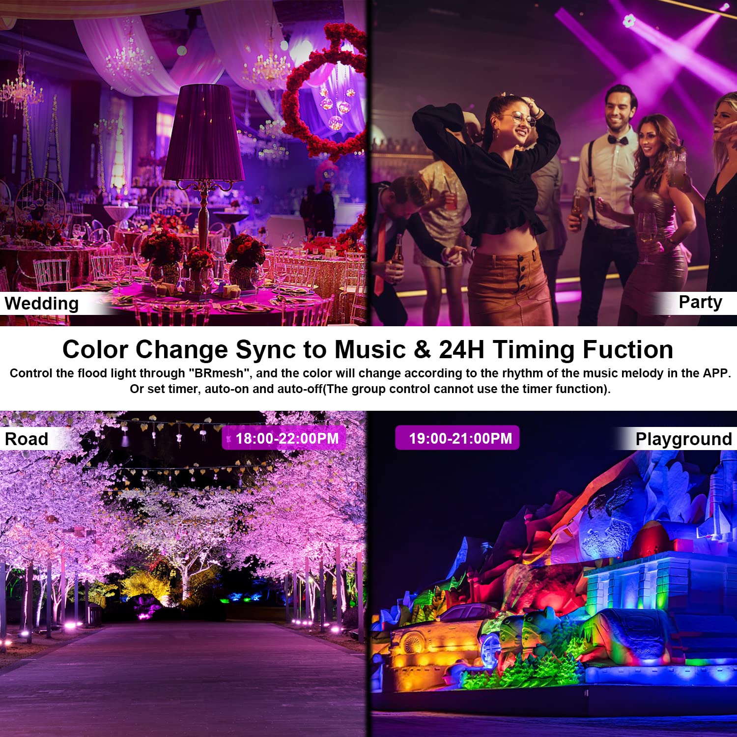 TAPTORON Reflektor LED RGB 80W Bluetooth Sterowanie IP66 Ogród Dom Party — miniatura 5