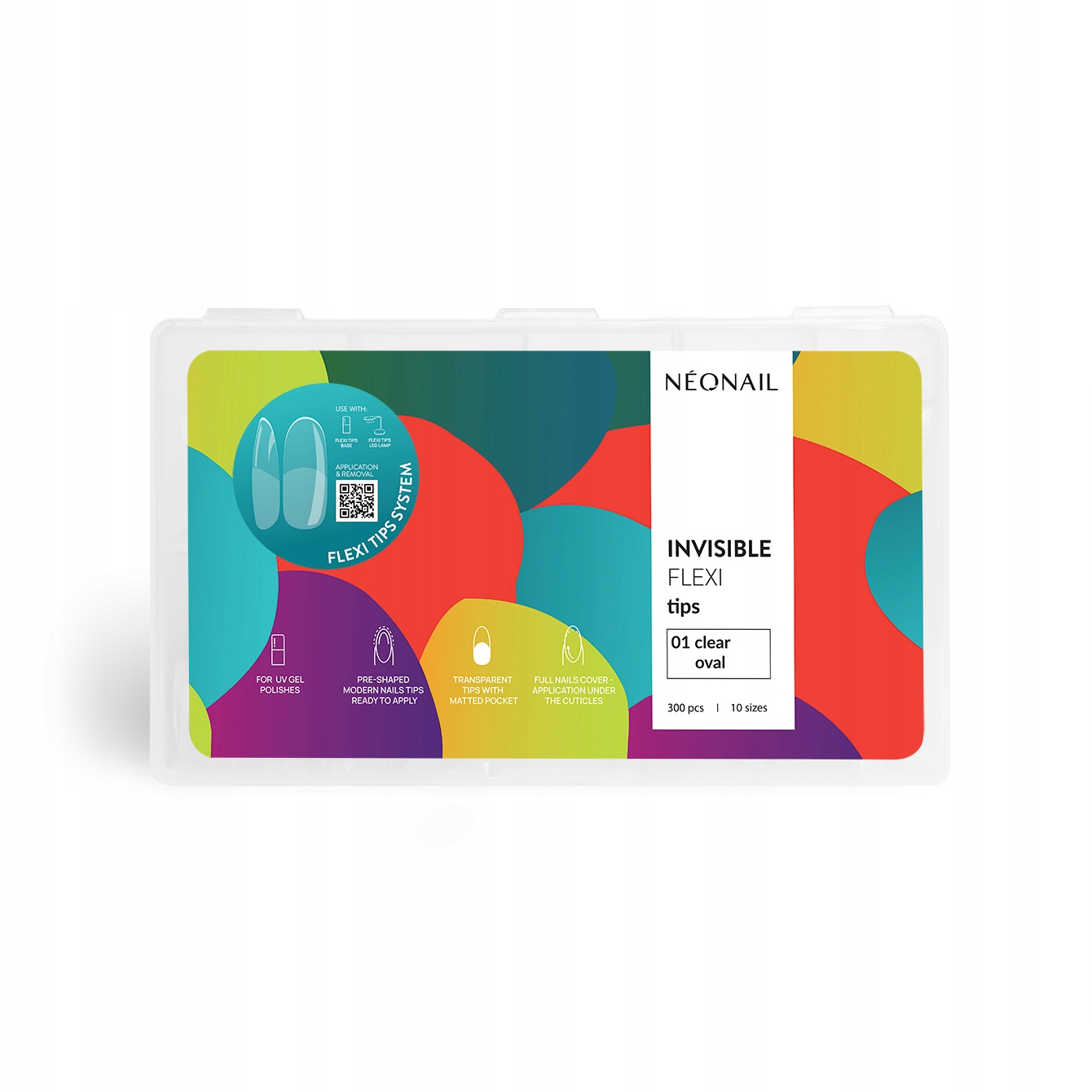 Neonail Pružné tipy Invisible Flexi Tips 01 Clear Oval 300 ks
