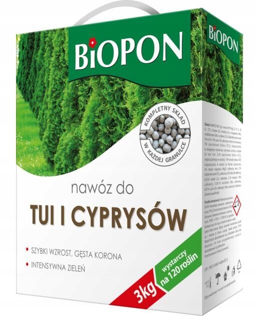 

Biopon 3KG Nawóz Do Tui I Cyprysów Granulat