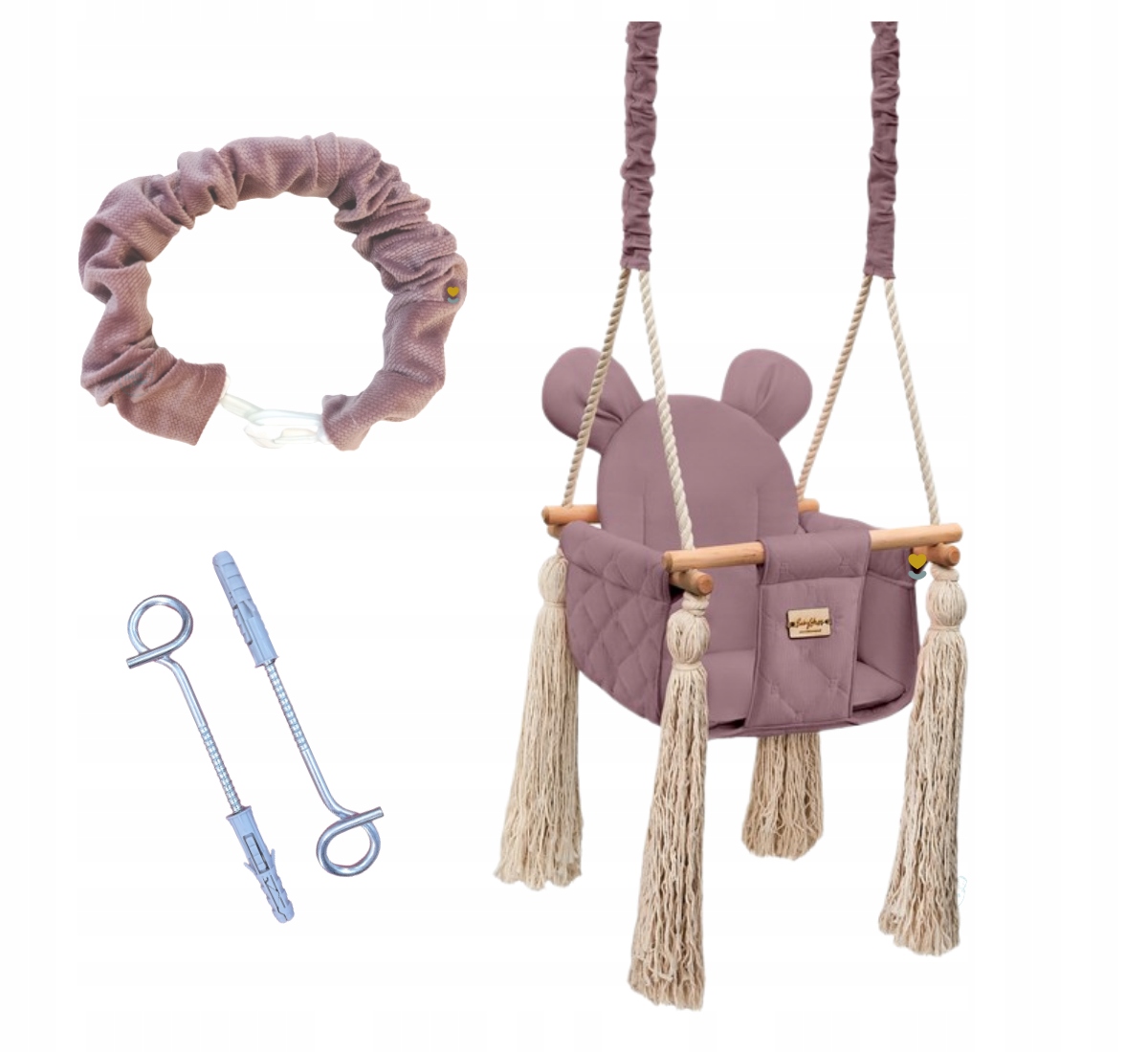 HUŚTAWKA DLA DZIECI BABYSTEPS NOSTALGIA ROSE LINY 1,75 + PASY + HAKI