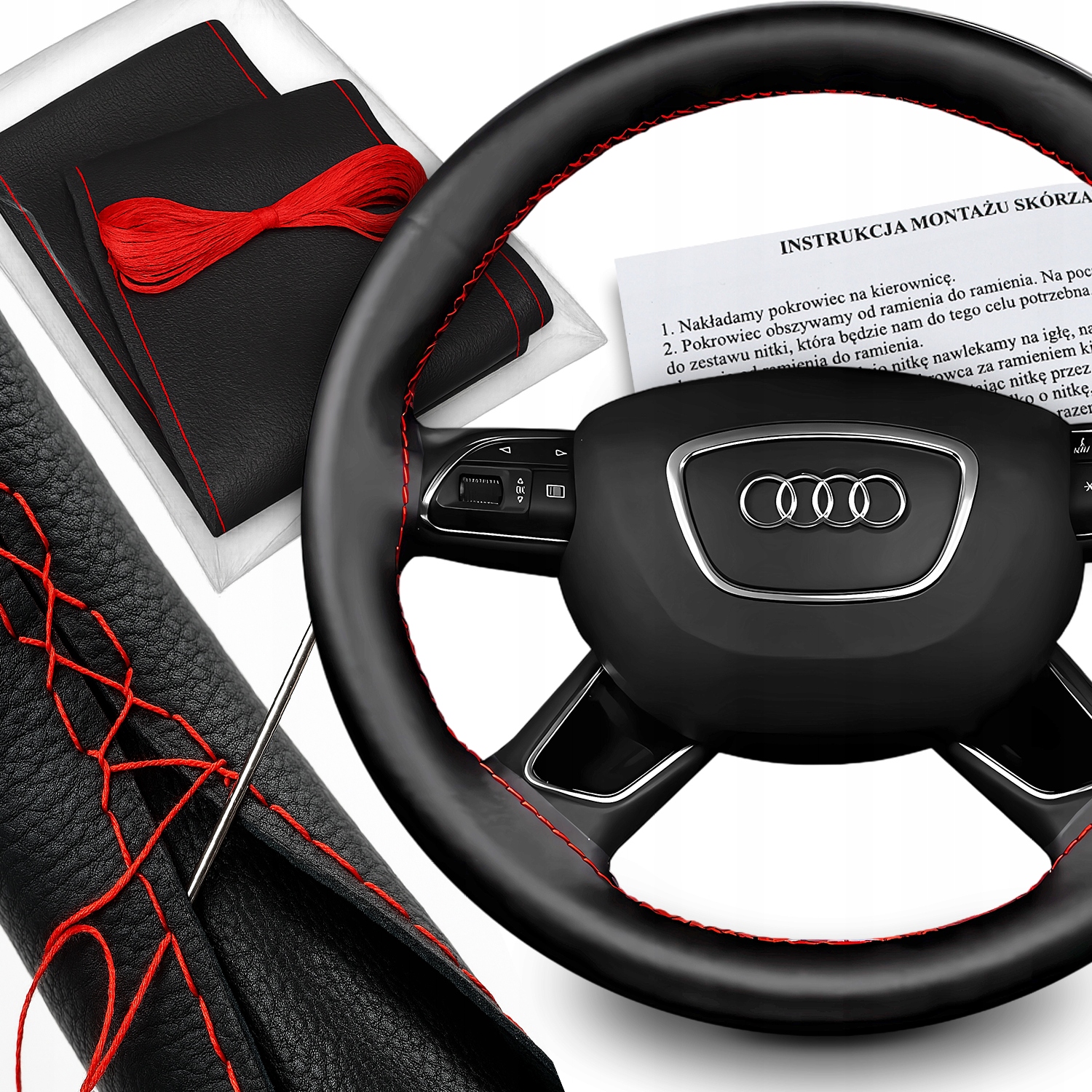 Pokrowiec na kierownicę Agmi skórzany z jednego kawałka