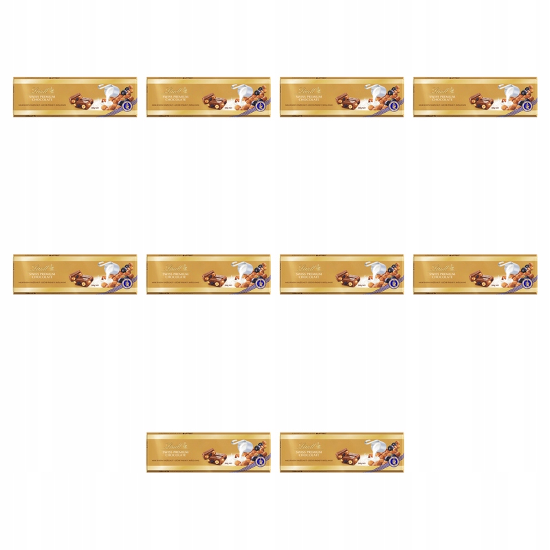 Lindt Swiss Premium Chocolate Milk Raisins Hazelnut 300g X10